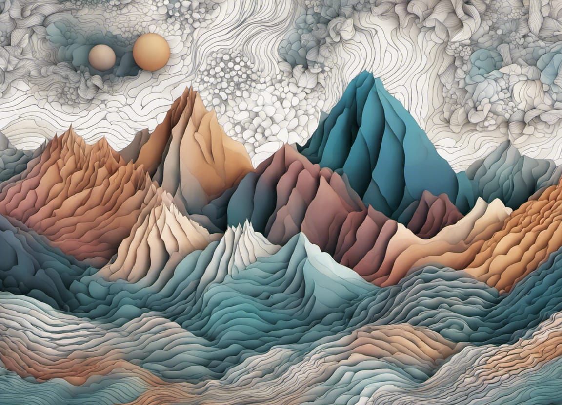 Geometric Mountain Landscape in Abstract Vector Style