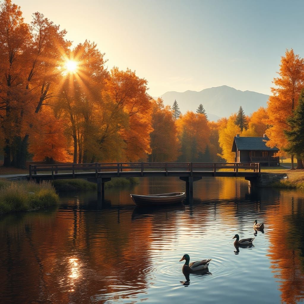 Autumn River Scene as Digital Art