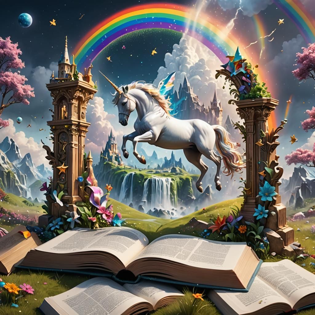 Magical Open Book Reveals Rainbow Unicorn World