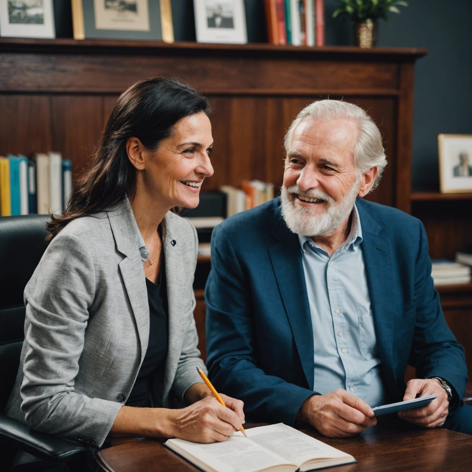Elderly Man Consults Coach About Book Structure