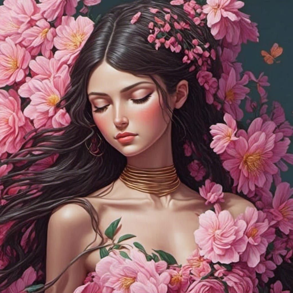 dream girl with flowers