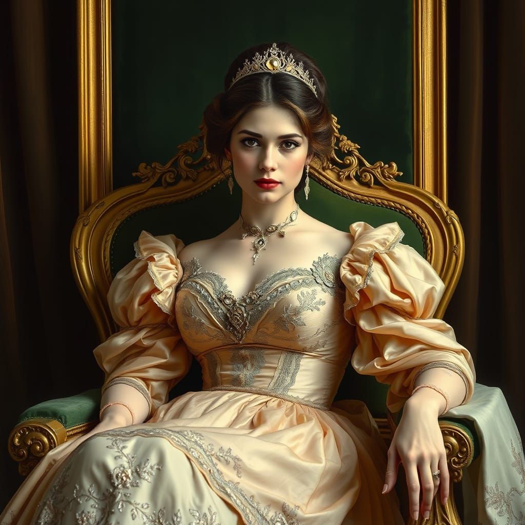 Ethereal Victorian Beauty in Golden Regalia