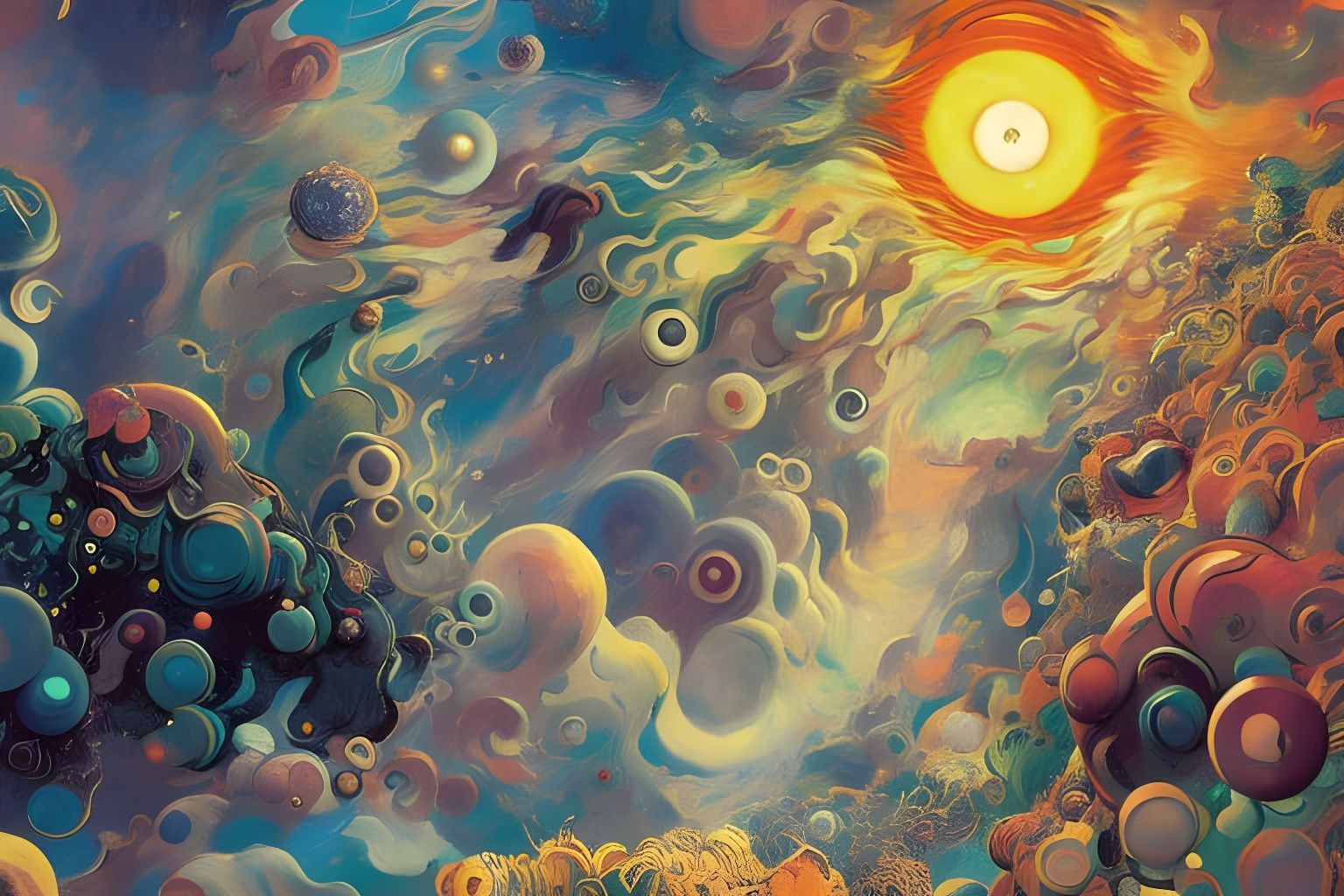 Chaotic Space Waves in Surrealist Style