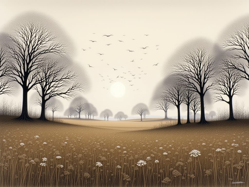 Wanderers Amidst the Whispering Reeds on a Moorland Landscap...