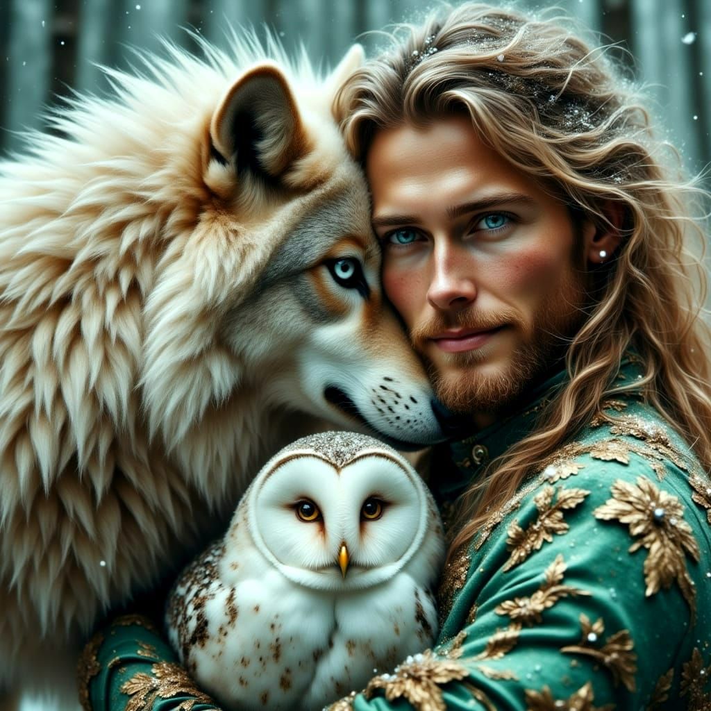 Ethereal God of Nature in Emerald Green, Surrounded by Majes...