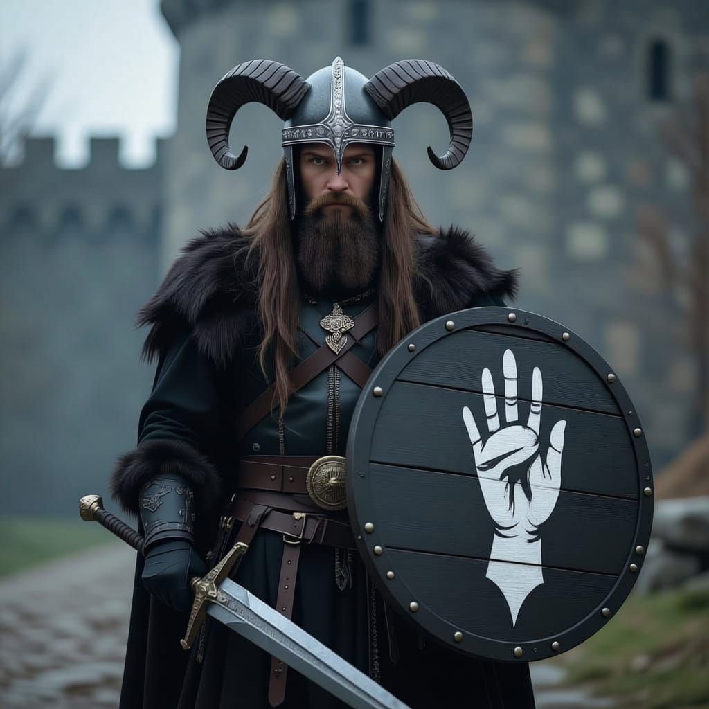 Dunlending Warrior Guarding Orthanc in Hyper-Realistic Style