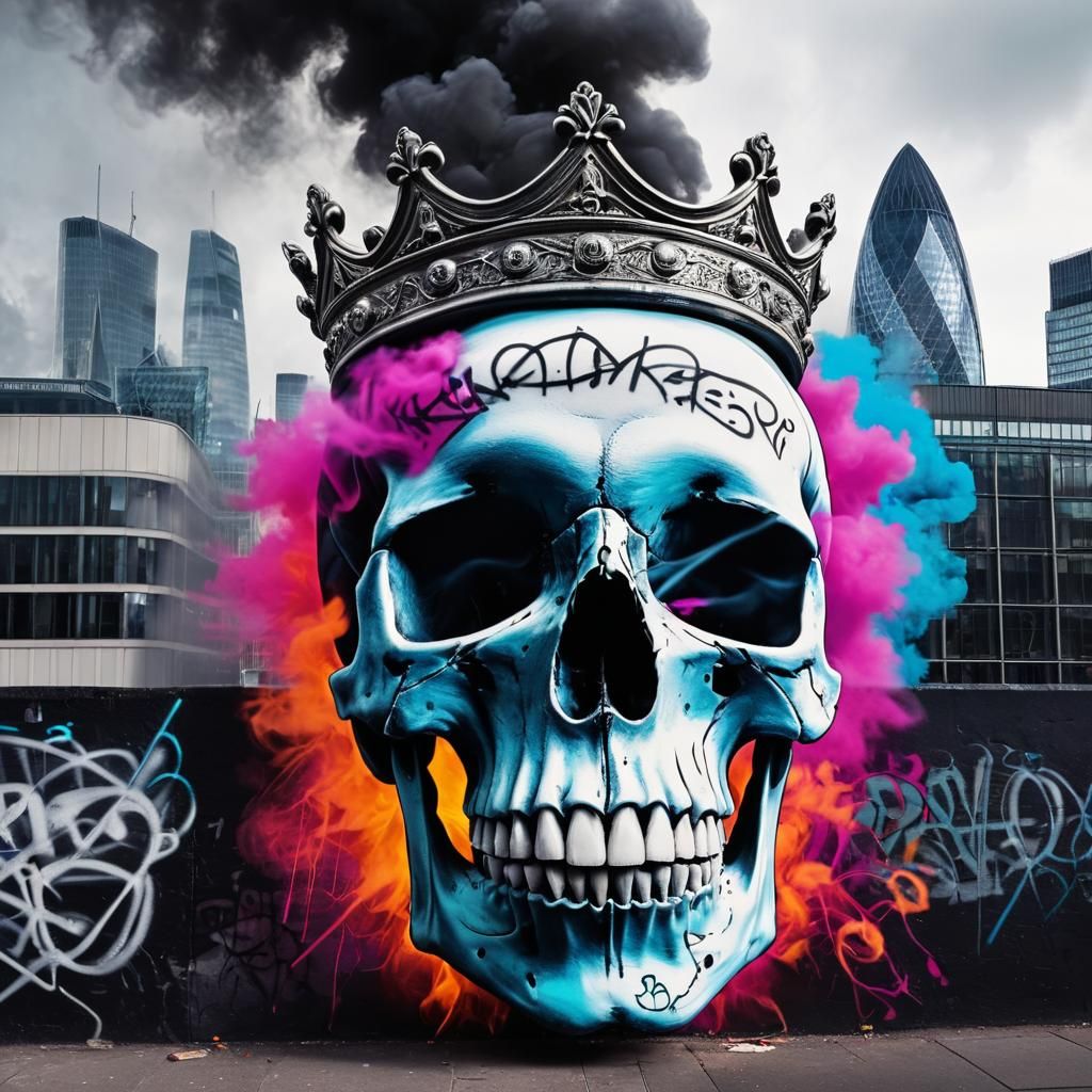 Surreal Skull Street Art in London