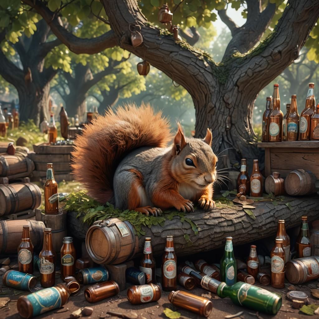 Drunk Squirrel Asleep Under a Tree
