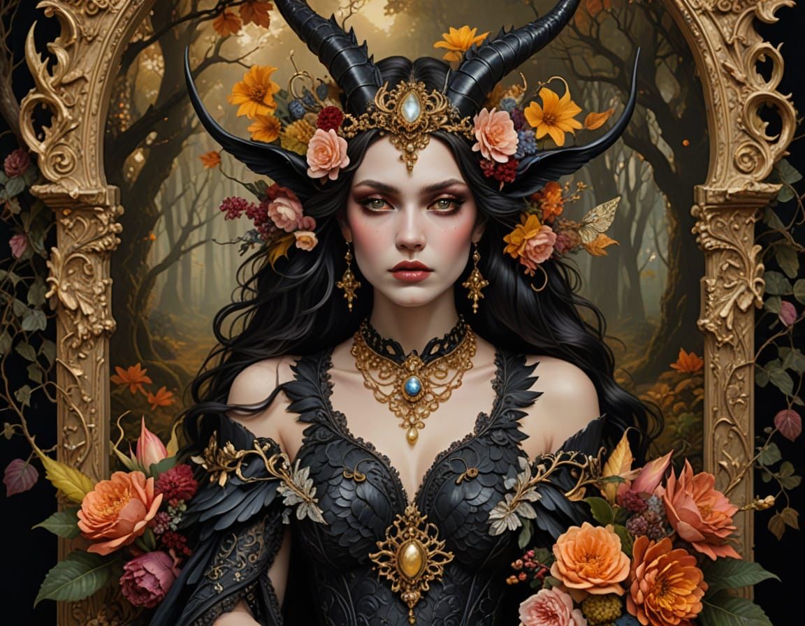 Ethereal Dark Romance Portrait in Baroque Style