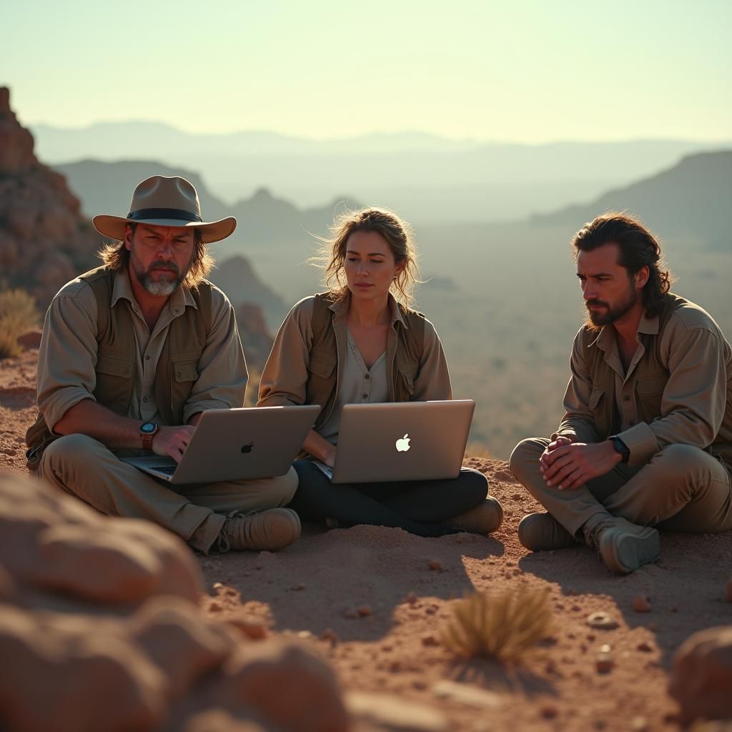 Professionals Working on Mountain Top in Arizona