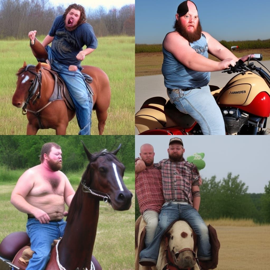 Humorous Redneck Rides Among Us Character