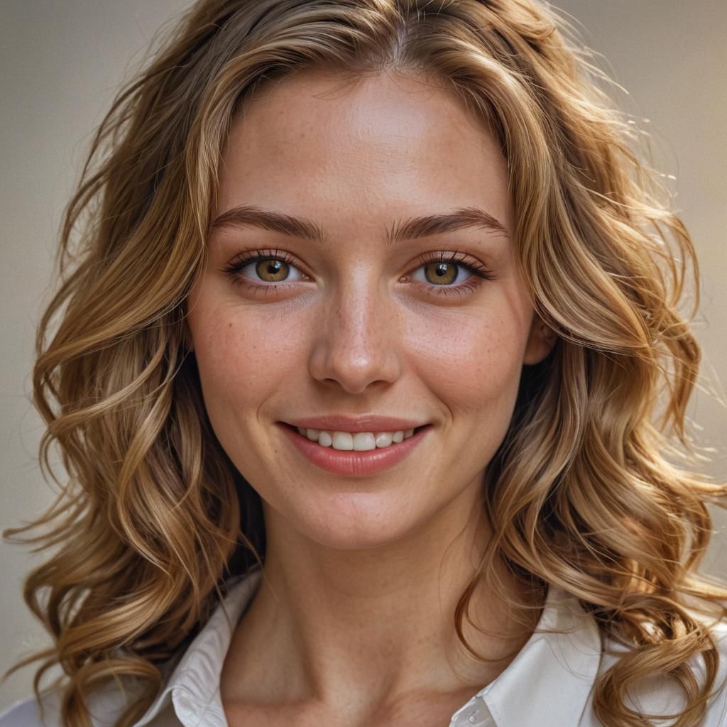 Hyper-Realistic Portrait of a Smiling Young Woman