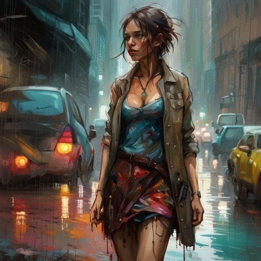 Rainy Portrait: Modern Woman in Fine Art Style