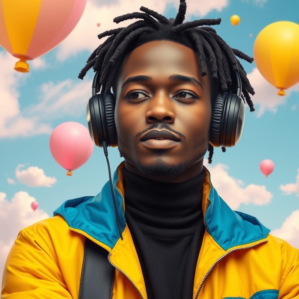 Young Man with Dreadlocks in Surreal Digital Art