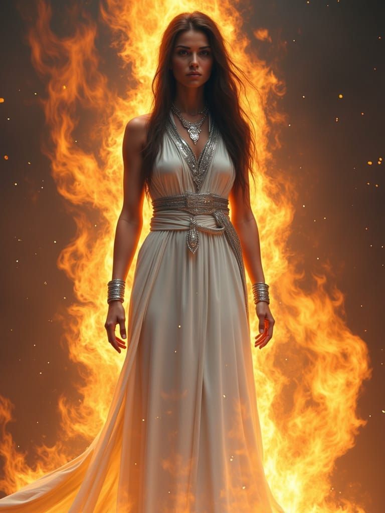 Ayesha in Sacred Fire: Digital Art Portrait