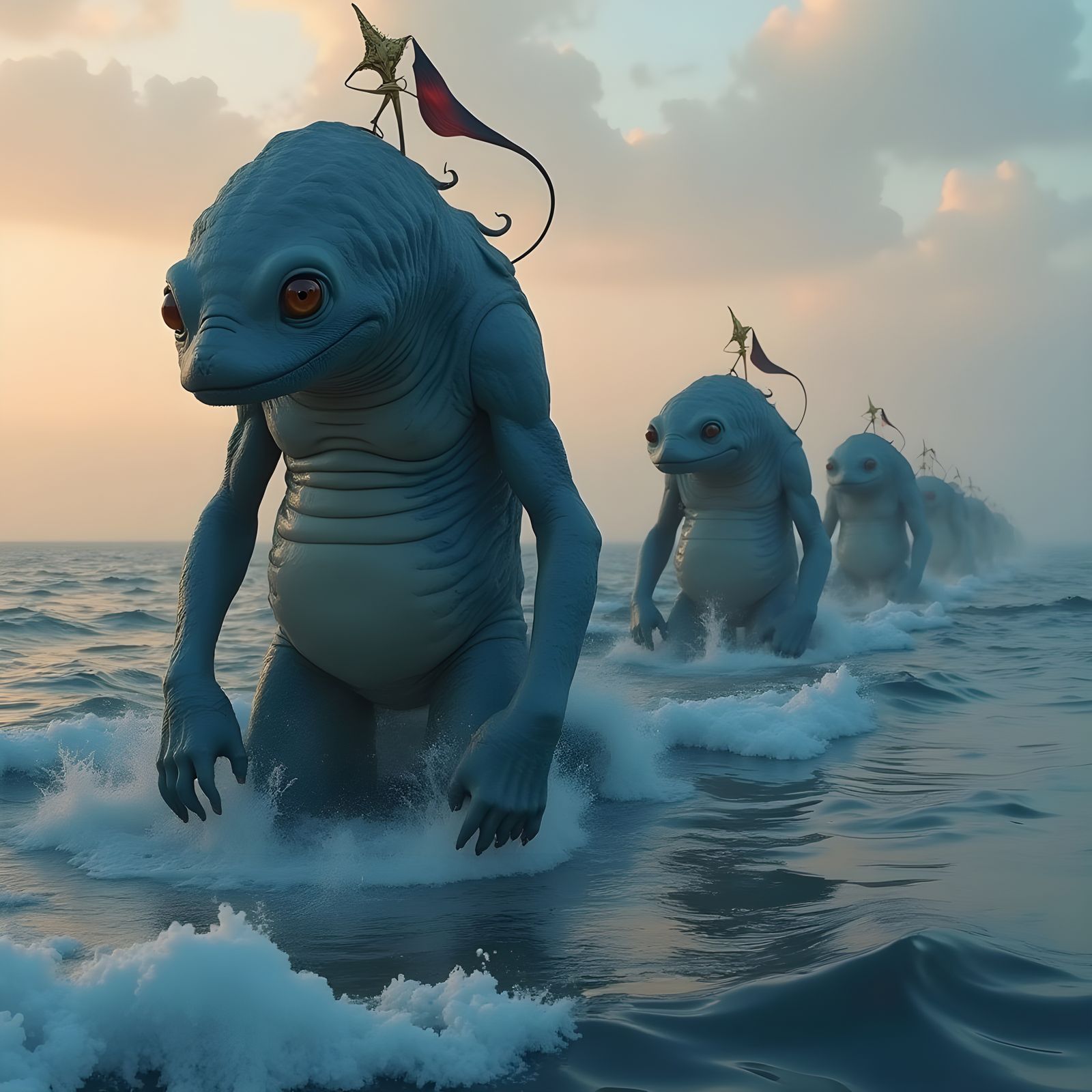 Merman Guardian Rising from the North Sea