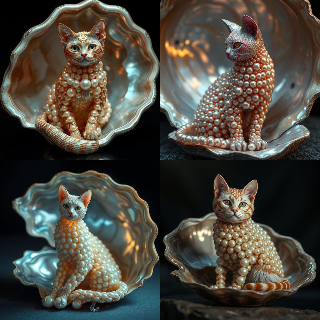 PEARL CATS IN THE SHELL