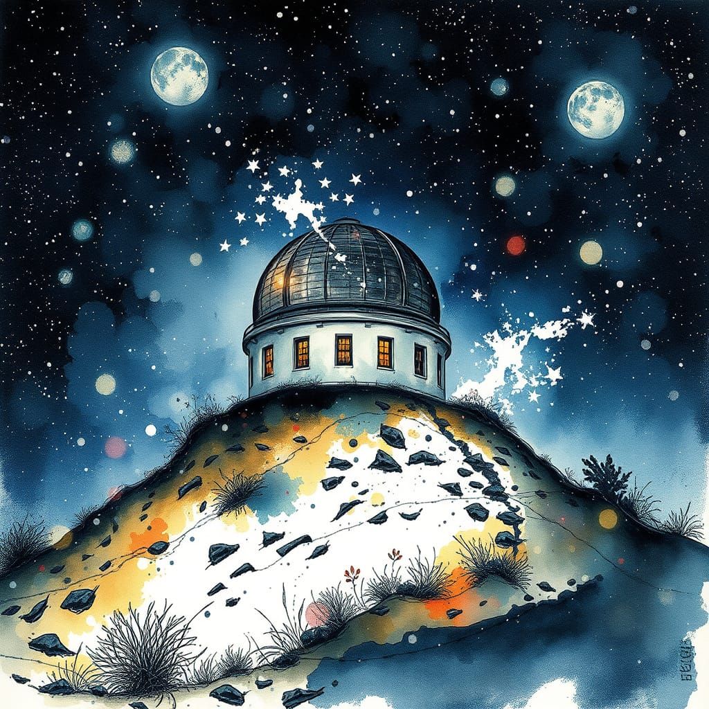 A Celestial Harmony in Watercolor and Ink