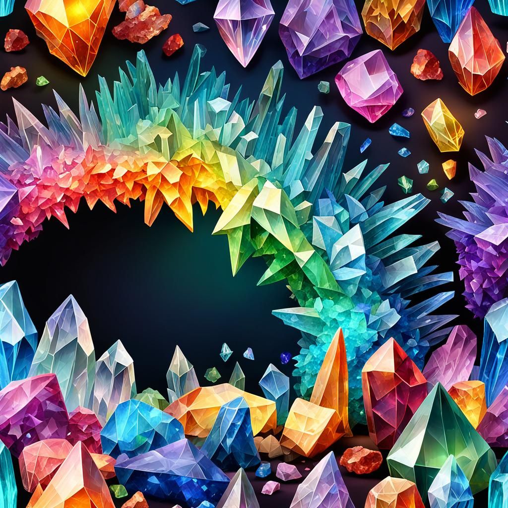 Rainbow Crystal Cave: Holographic Astral Illustration