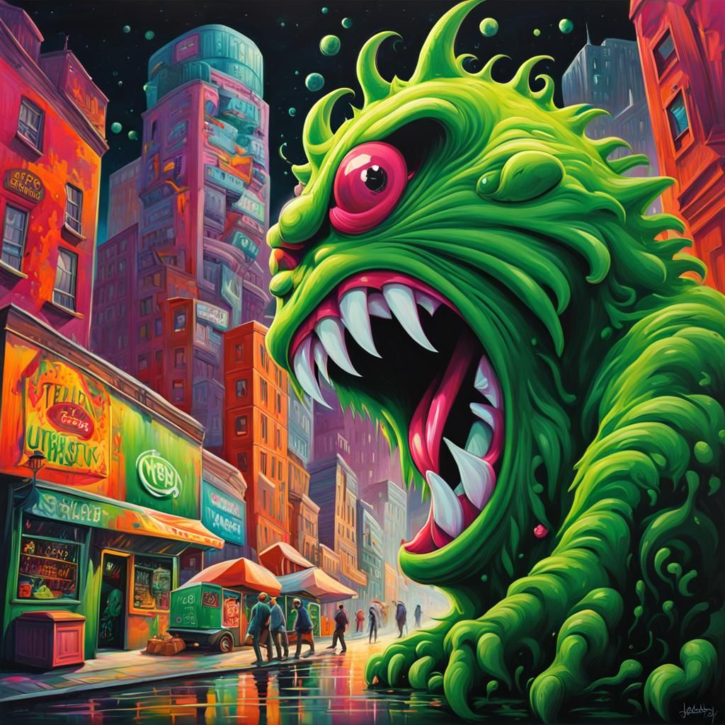 Vibrant Graffiti Art: The Green Monster of Jealousy