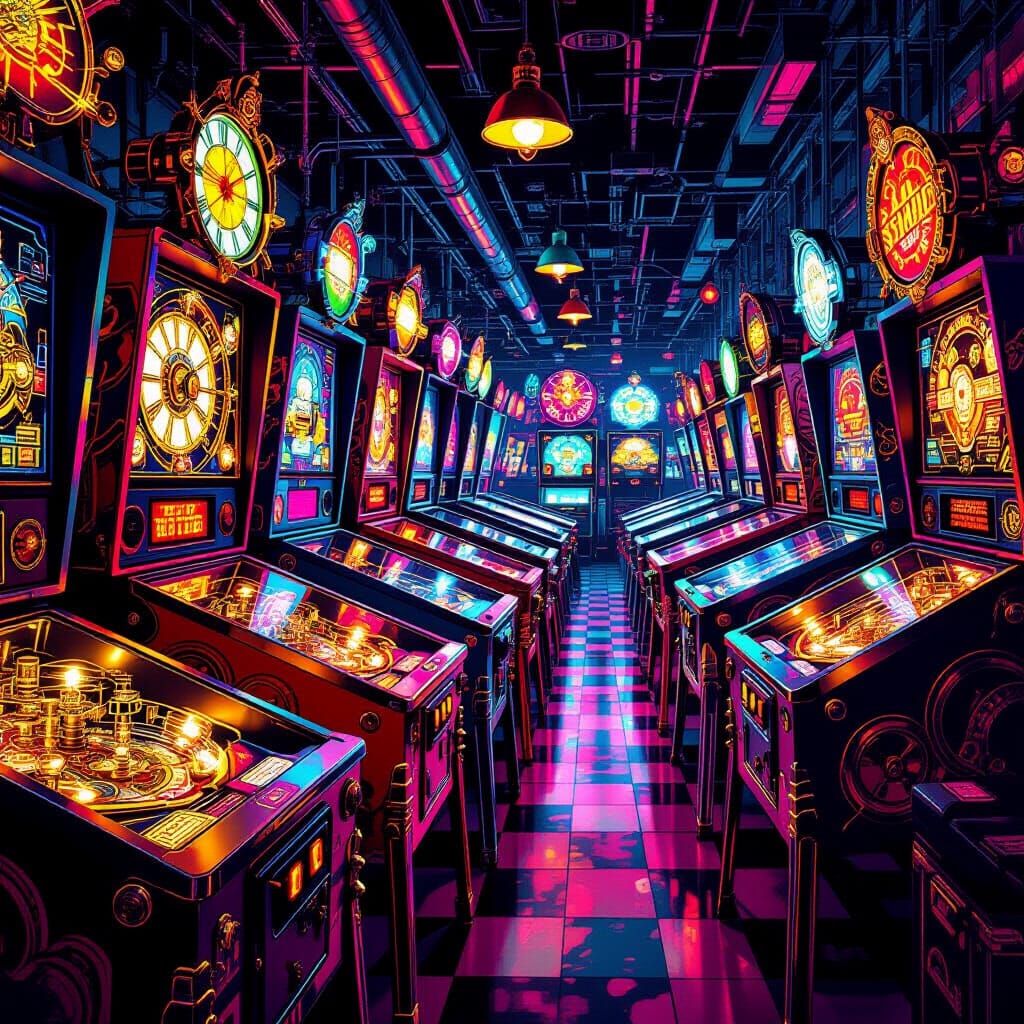 Steampunk retro arcades