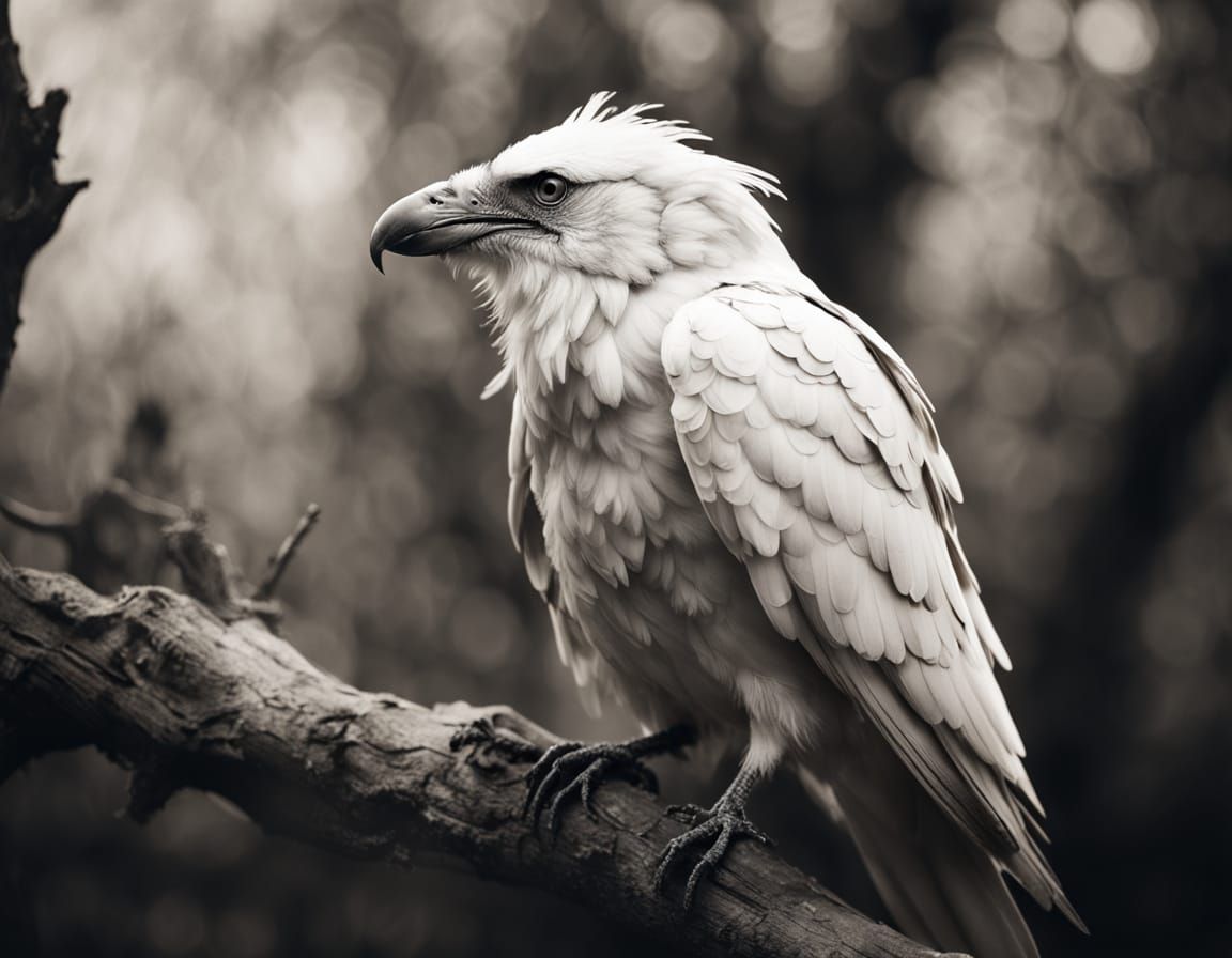 Majestic White Raven in Moody Sepia Tones