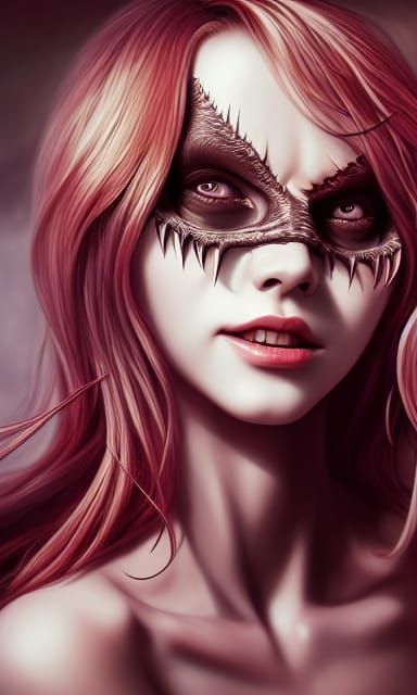 Beautiful Monster Girl with Sinister Smile