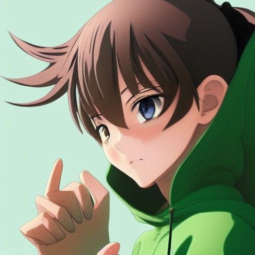 Anime Girl in Green Hoodie, Ghibli Style