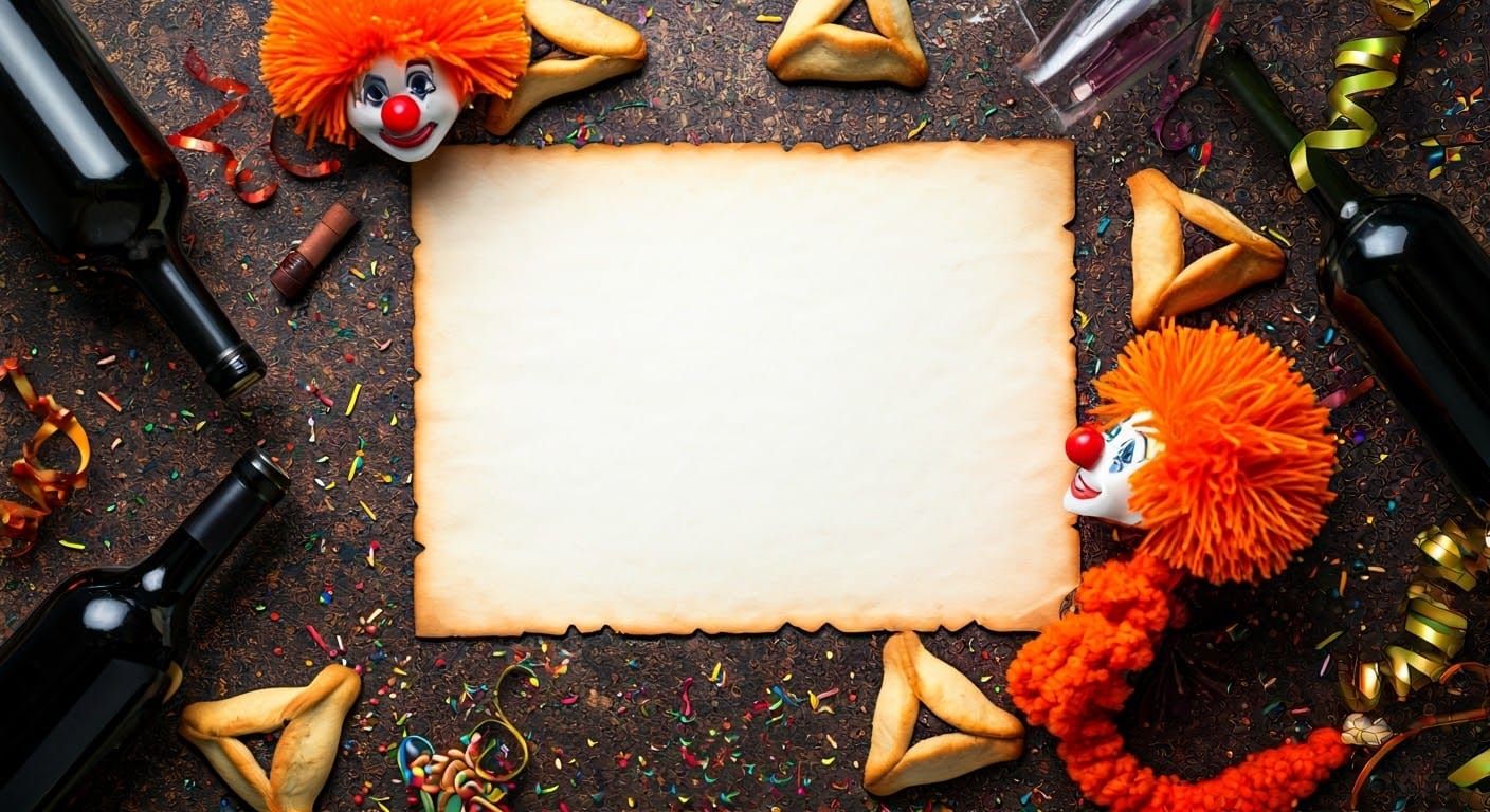 Whimsical Purim Celebration in Vibrant, Antique-Inspired Sty...