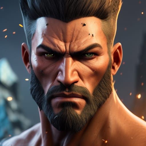 Enraged Half-Orc Barbarian in Colorful Splash Art Style