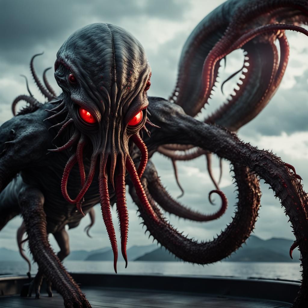 Terrifying Alien Monster on Spaceship Deck