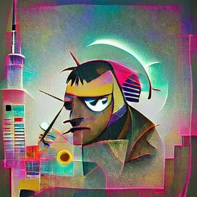 Gorillaz in Retrofuturistic Cyberpunk Style