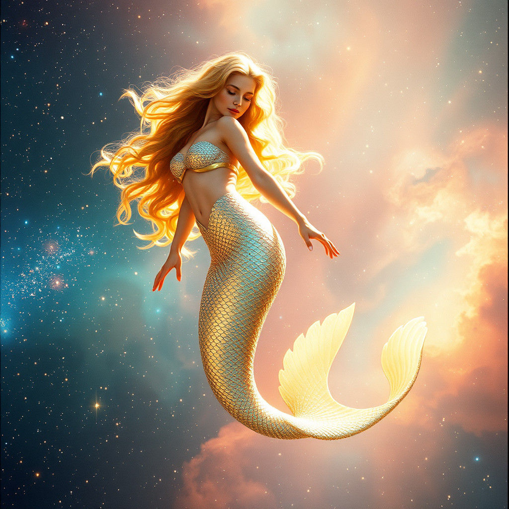 Galactic Mermaid in Starry Space Opera Style