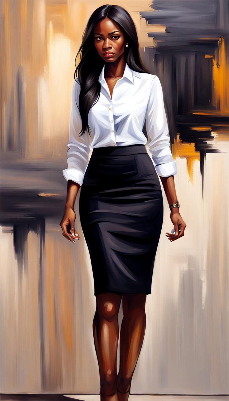 Confident Young Businesswoman as Oil Painting