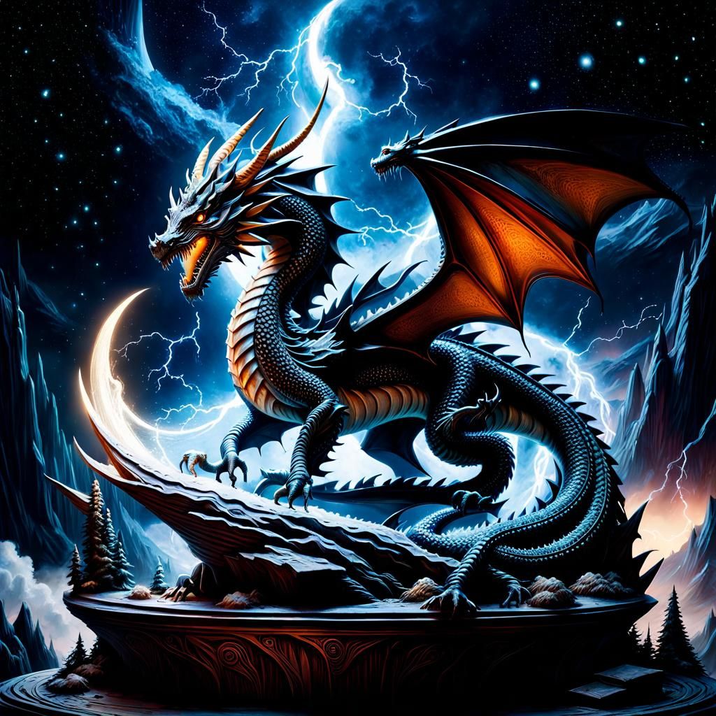 Miniature Fantasy World Carved Into Magic Dragon