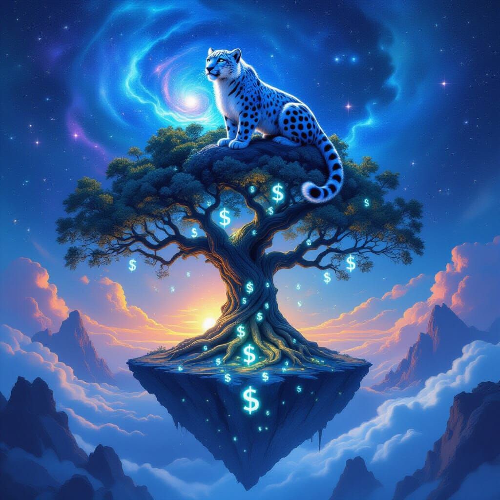 Snow Leopard on Cosmic Tree Island