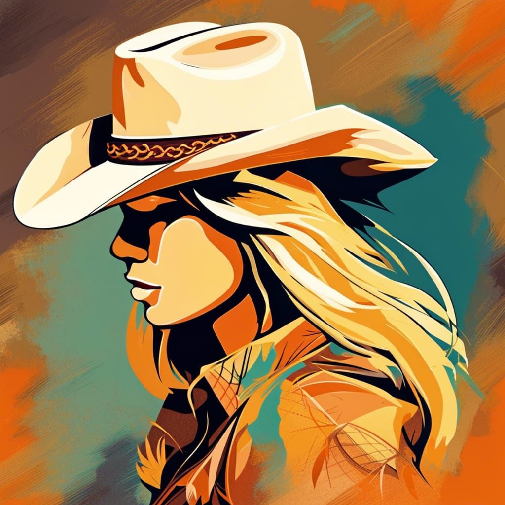 Blonde Cowgirl in Profile: Abstract Art Portrait