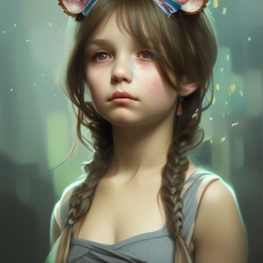 Girl with Tiger Ears: Detailed Portrait
