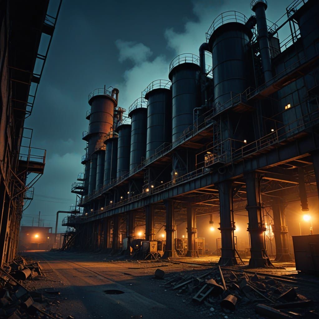 Decayed Hydrogen Plant in Eerie Liminal Space