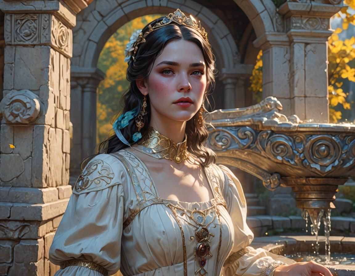Snow White Portrait in Art Nouveau Style