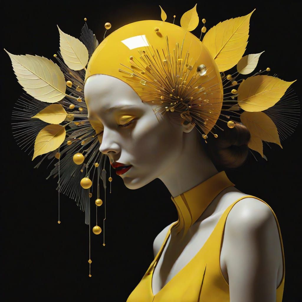 Ethereal Glass Sculpture in Pale Yellow Hues