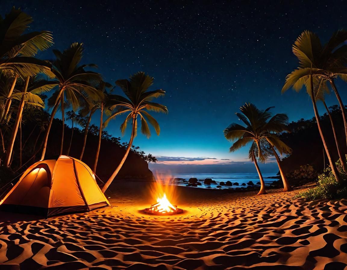 Cozy Tropical Campsite at Midnight
