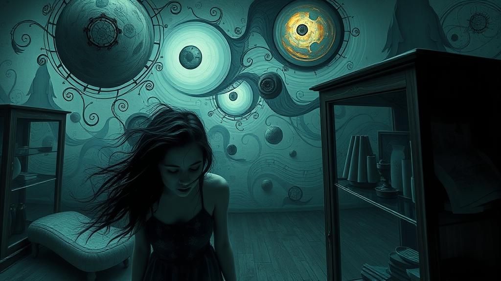 Surreal Dreamscape: A Sleepwalking Woman's Nightmare