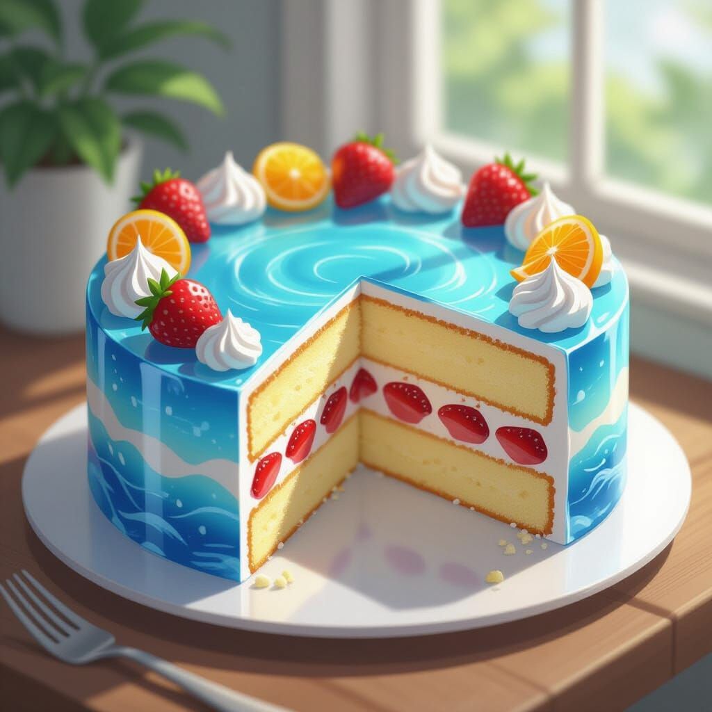 Anime Style See-Through Sea Cake