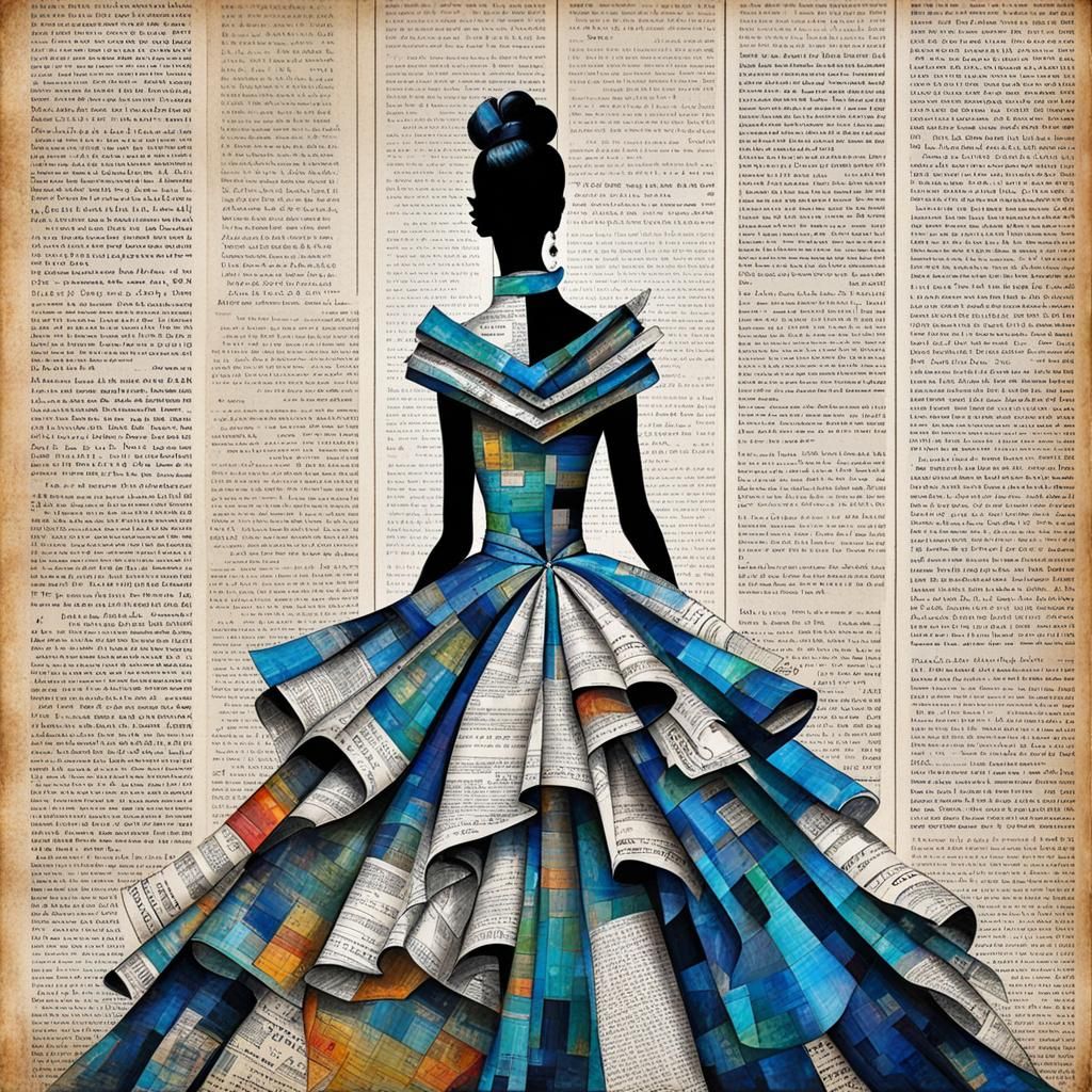 Lady in Newspaper Gown: Abstract Art