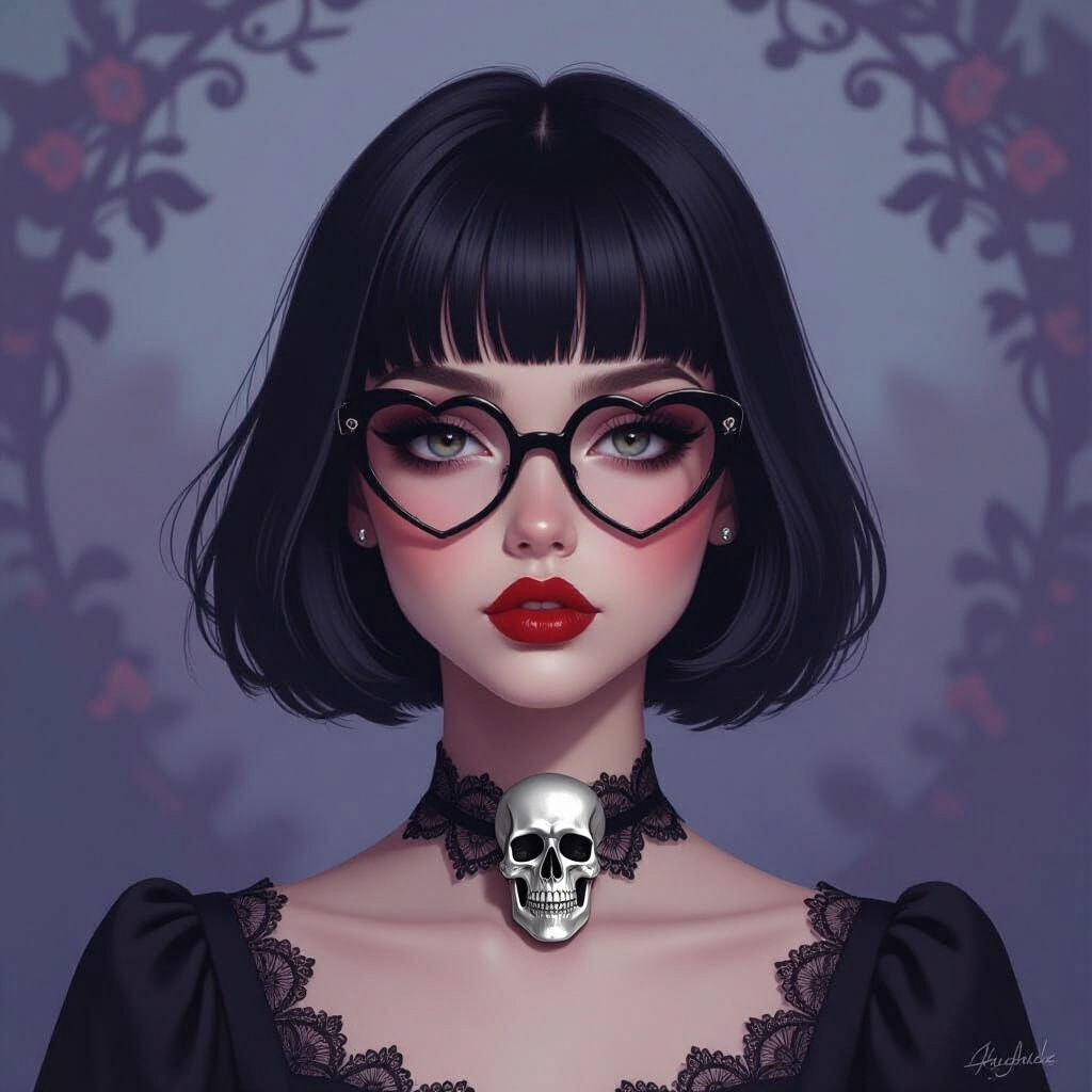 Gothic Girl Portrait with Airbrushed Lace Details