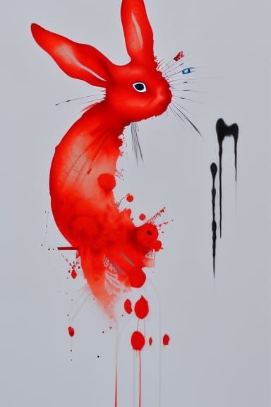 Samurai Rabbit in Detailed Gouache Painting