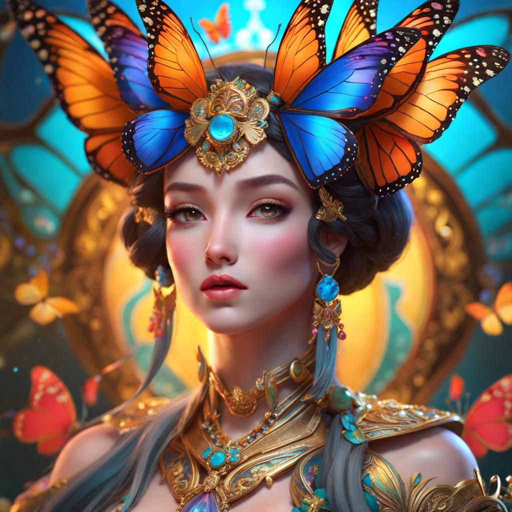 Colorful Butterfly Princess Concept Art