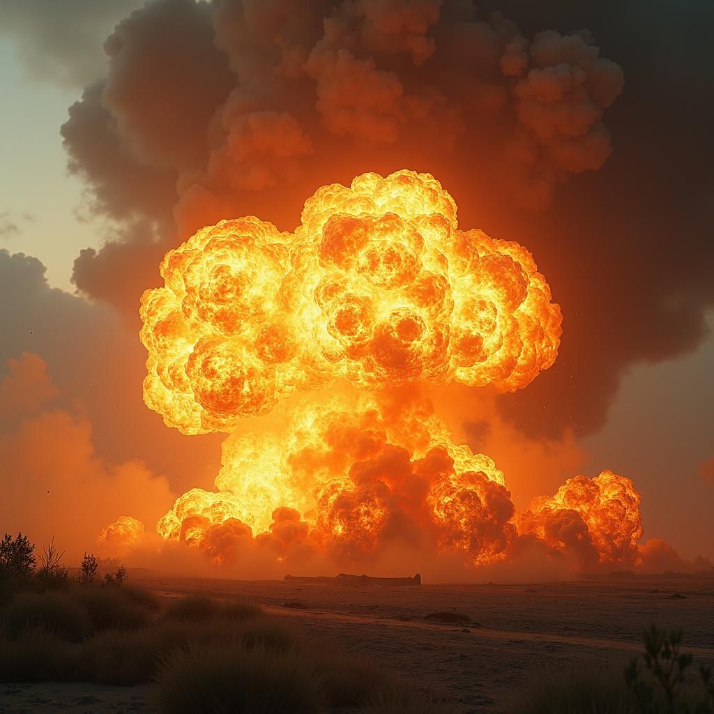 Dramatic TNT Explosion with Fiery Blast Radius