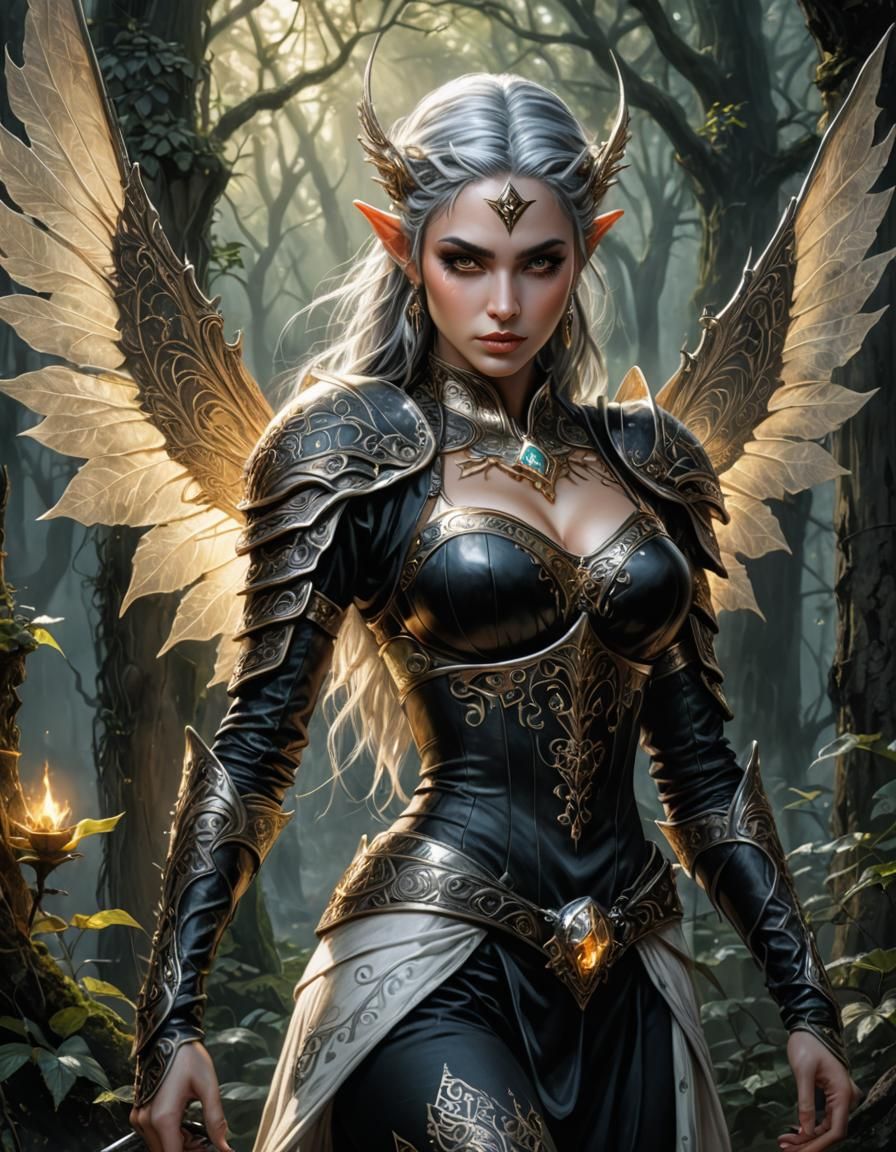 Beautiful Elf Woman Illustration in Realism Style